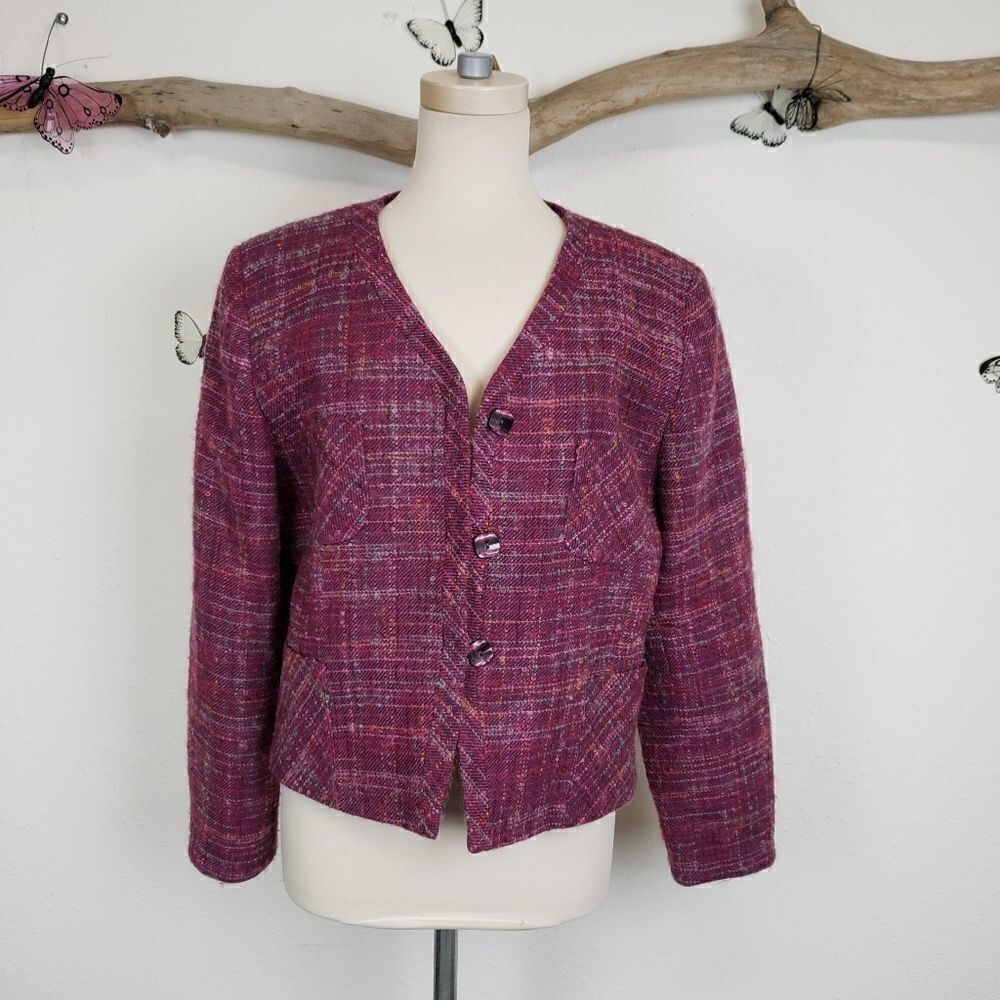 Pendleton vintage boxy fit raspberry tweed jacket
